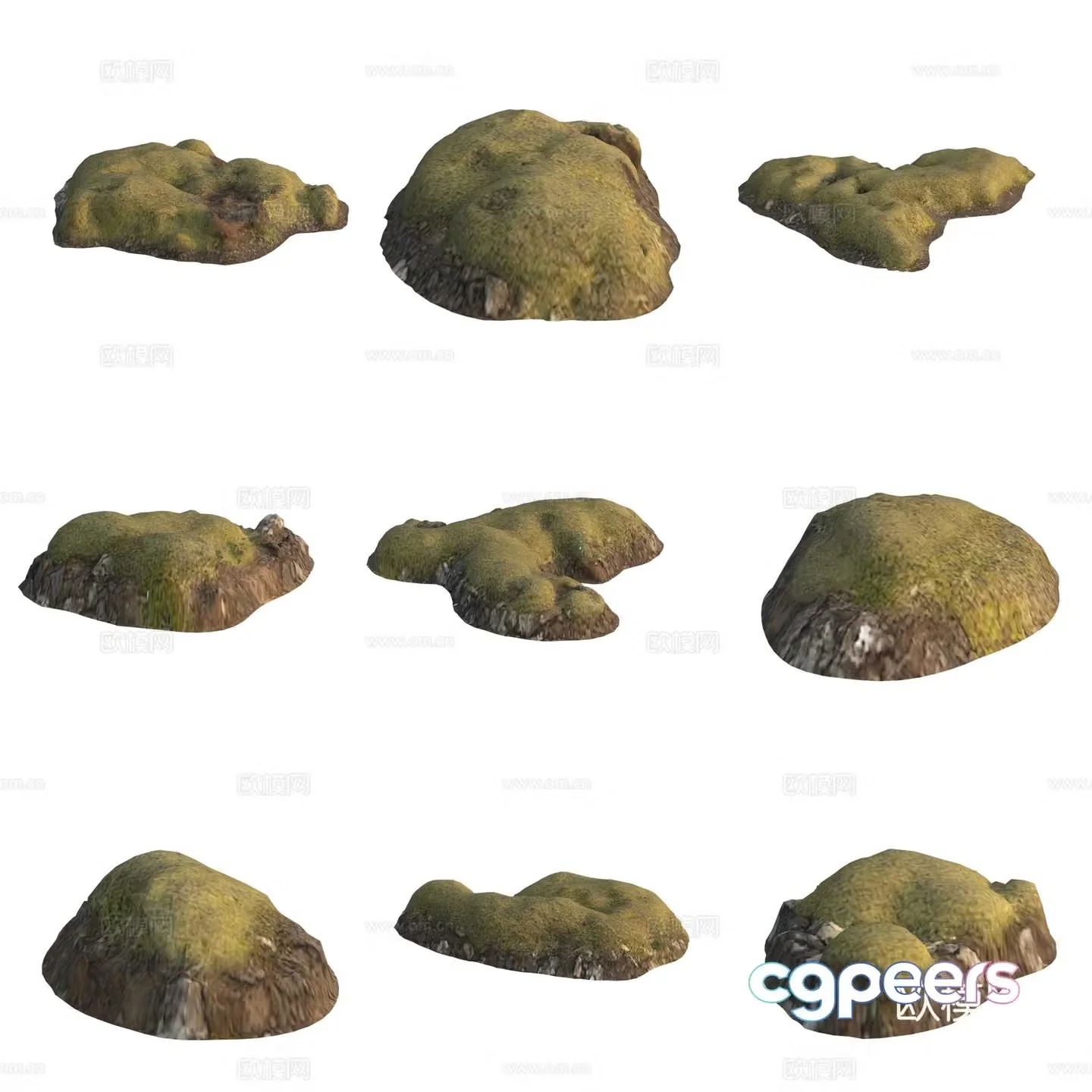Moss Stone Boulder Rock 3D Model