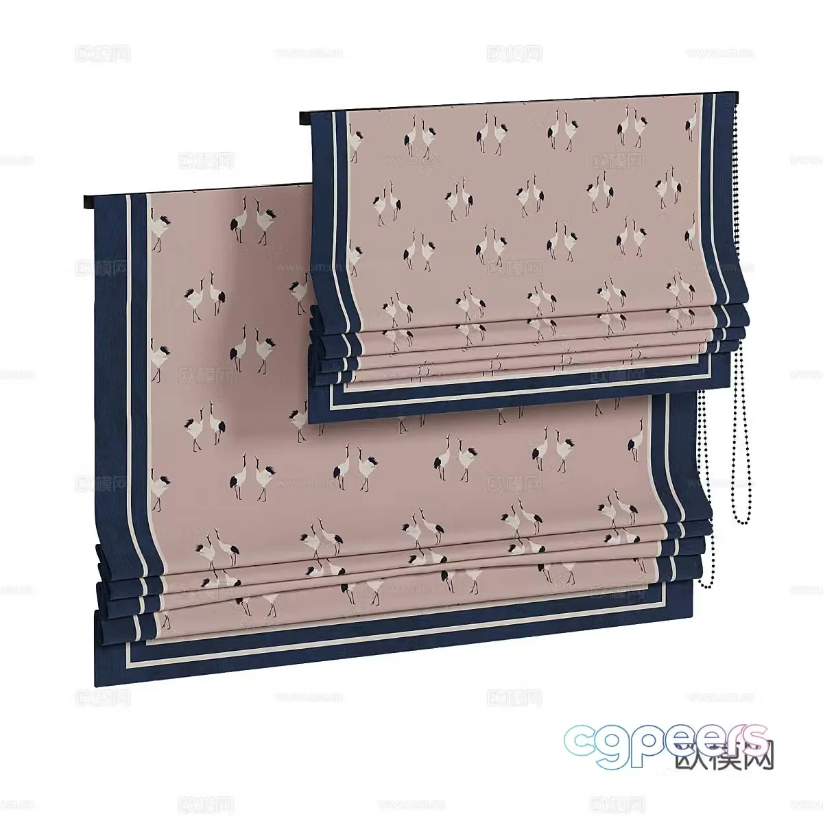 New Chinese Roman curtain 3D model