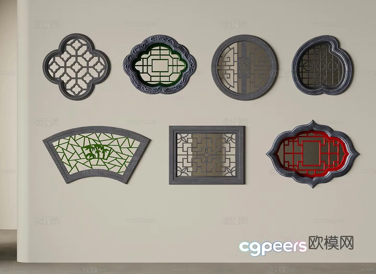 New Chinese style carved window carved window grille window 3D model
