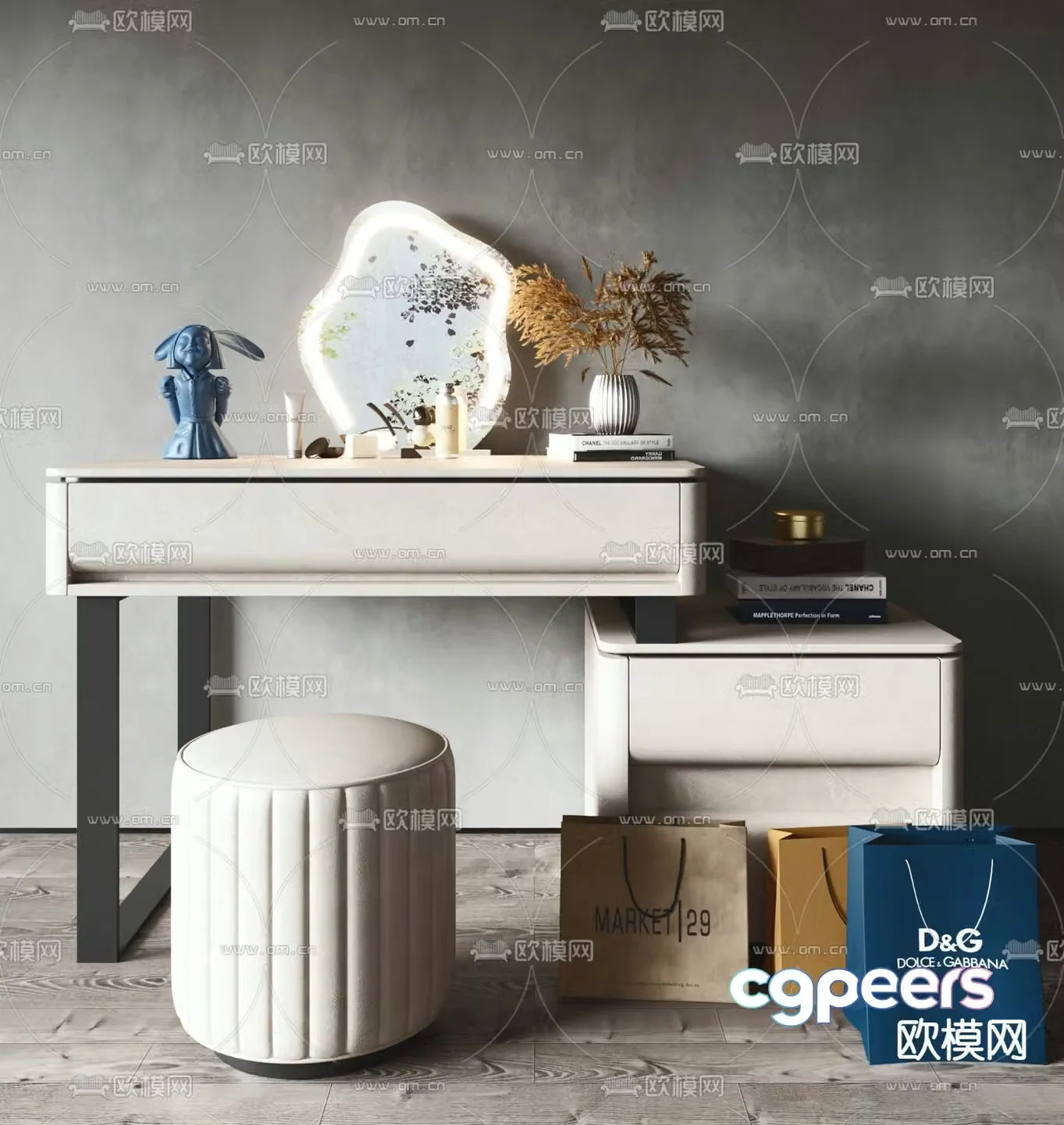 Modern dressing table makeup table 3d model