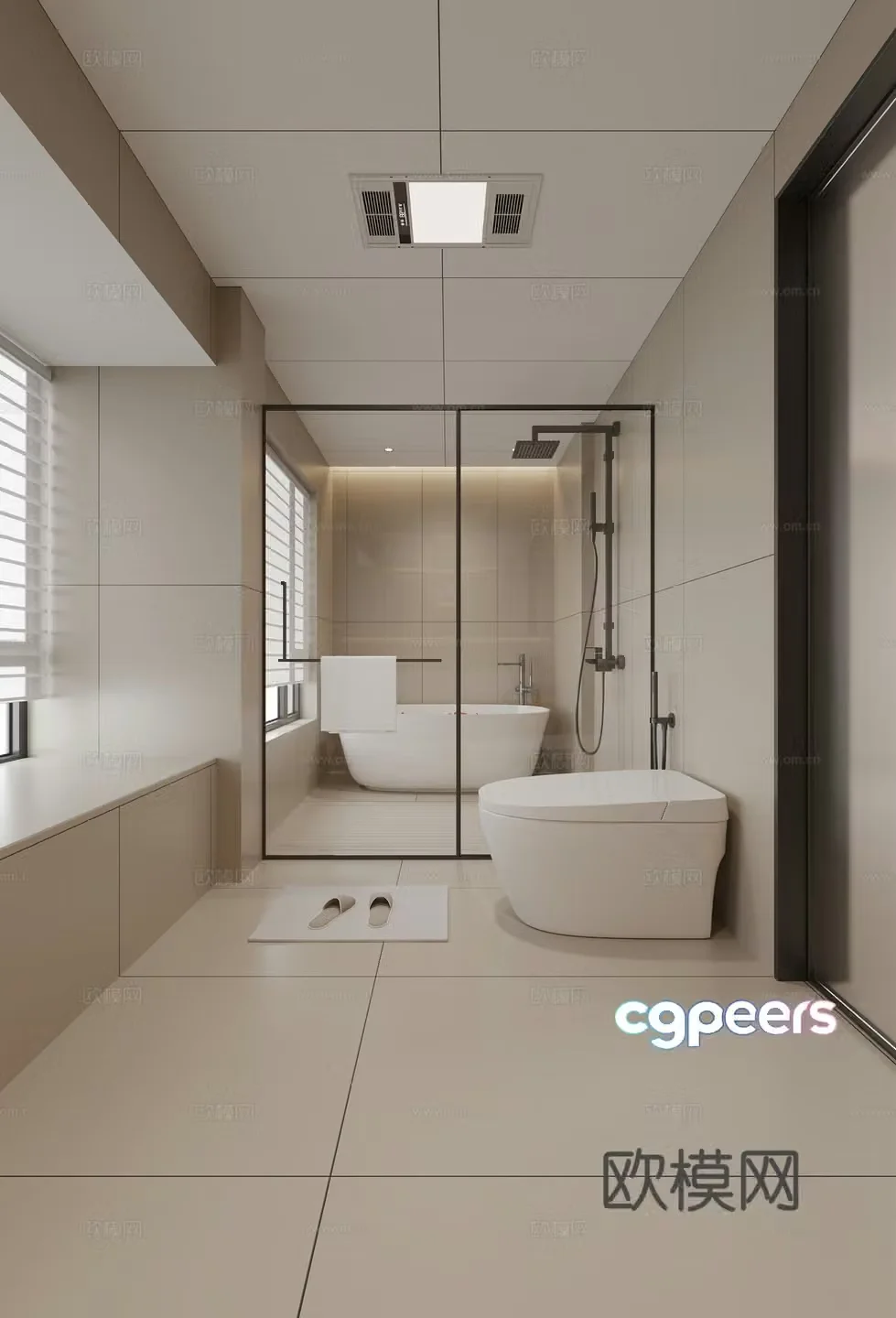 Cream bathroom modern bathroom 3d model