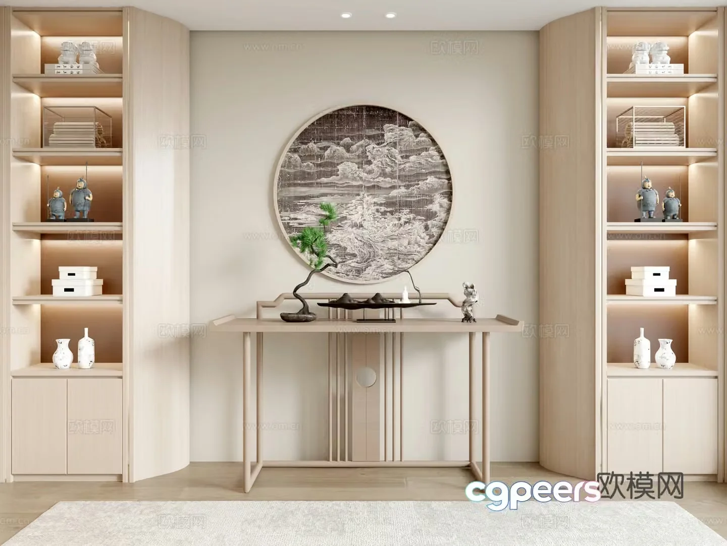New Chinese style plan end view platform 3D model