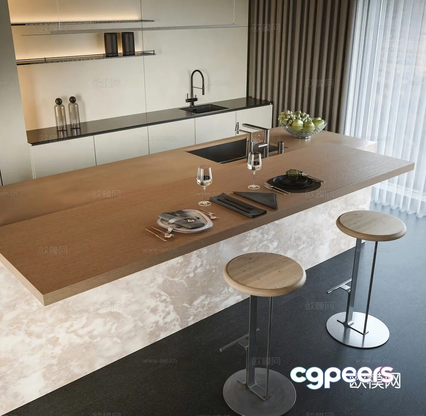 Modern bar island 3d model
