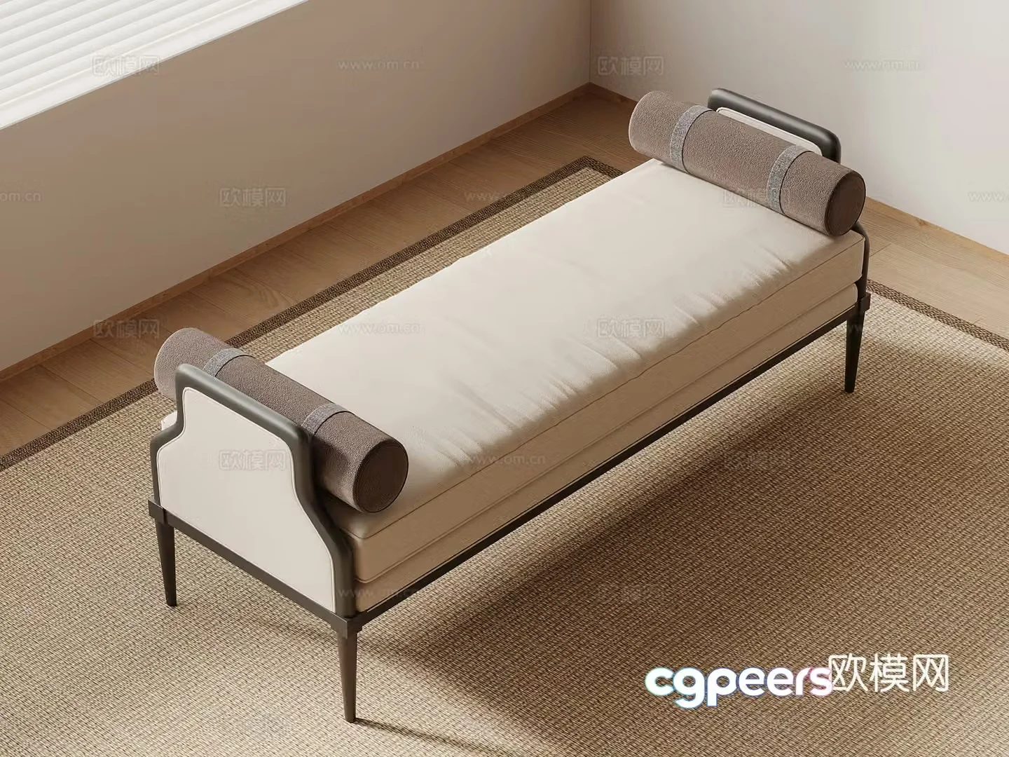 Bed tail stool New Chinese style bed stool 3D model