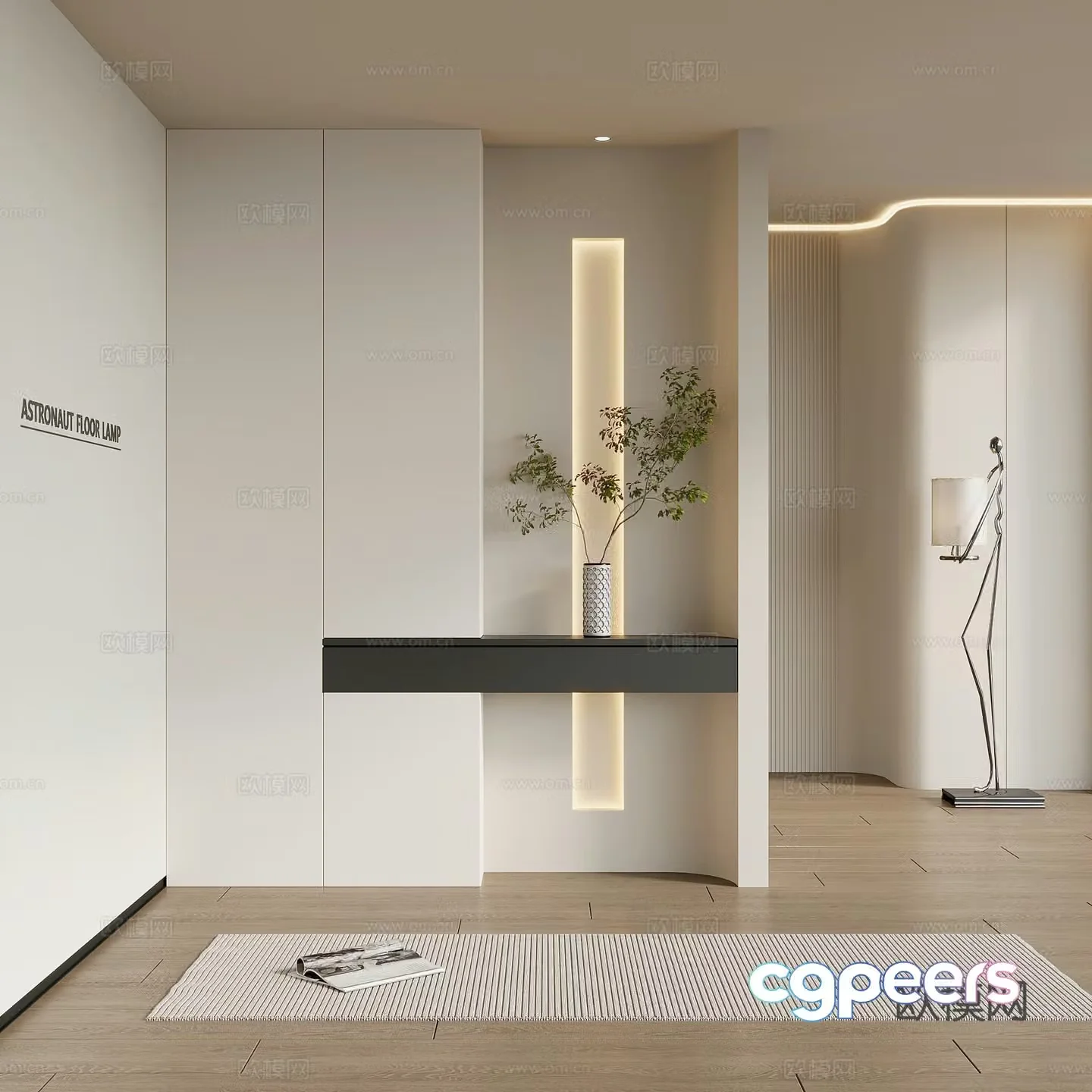Modern simple entrance hall porch background porch cabinet 3d model