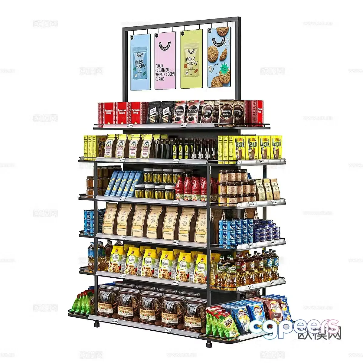 Supermarket shelves 3d model
