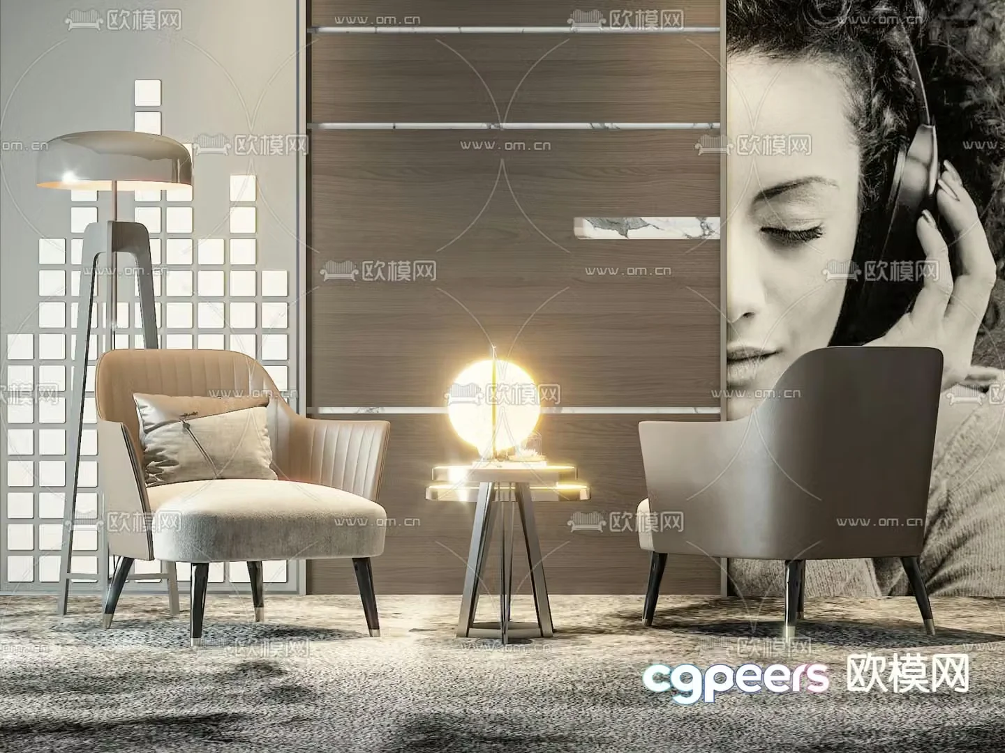 Modern sofa chair leisure chair table 3d model