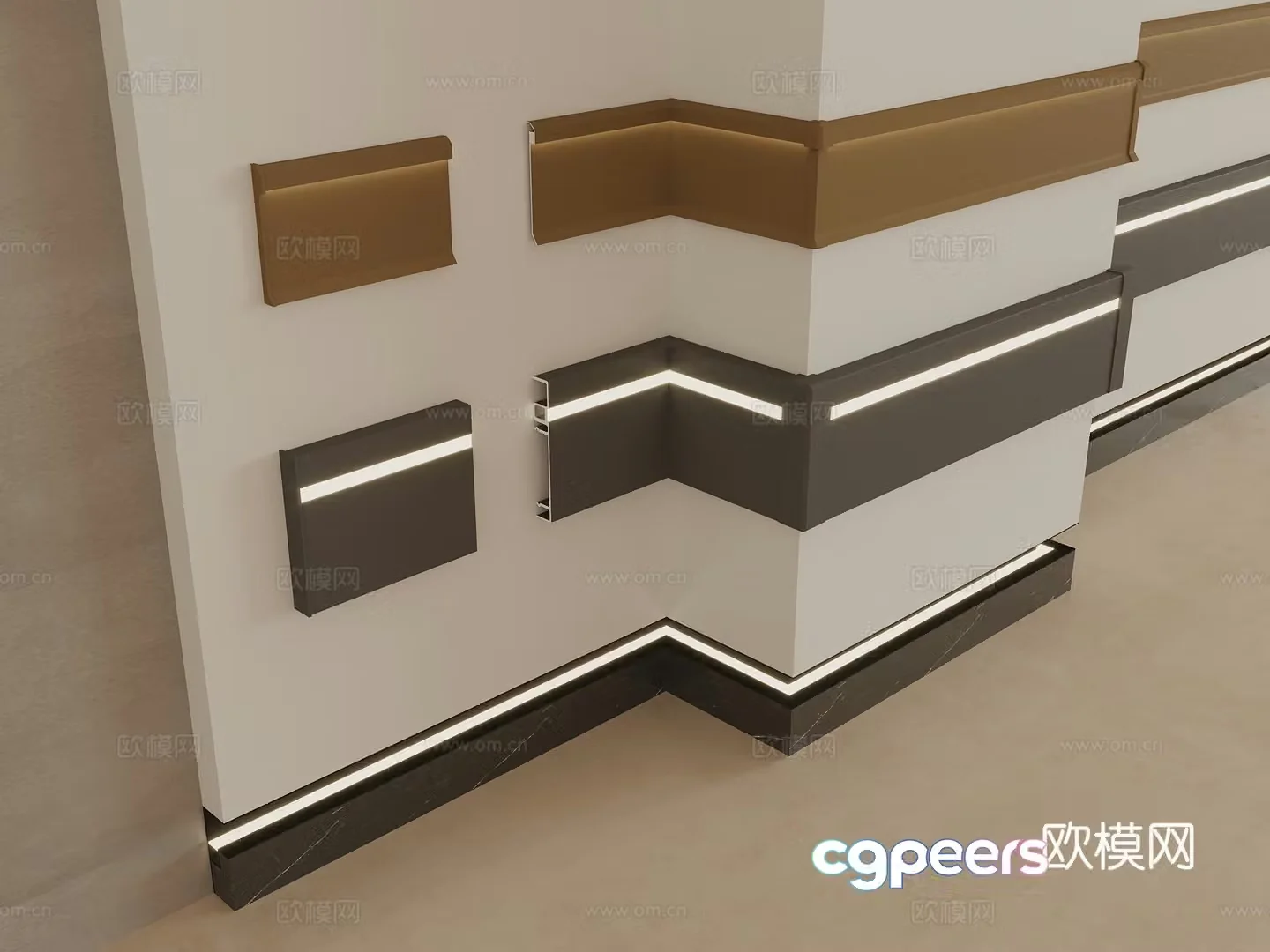 Modern light strip line skirting foot line foot line 3d model