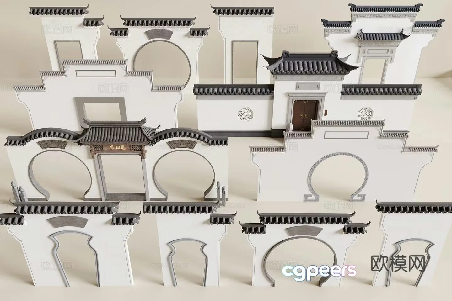 Chinese Moon Cave Gate 3D Model