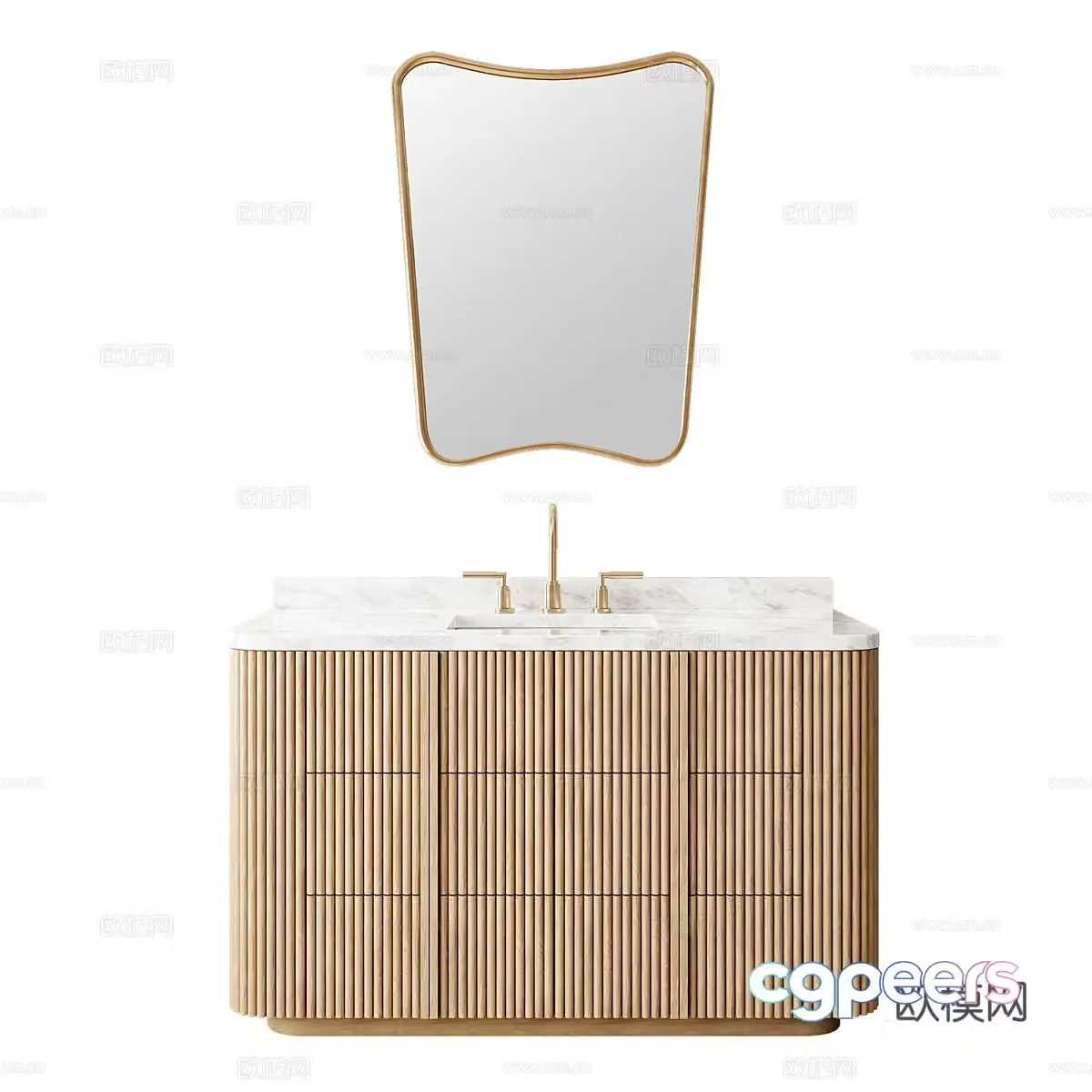 New Chinese style wabi-sabi bathroom cabinet 3D model