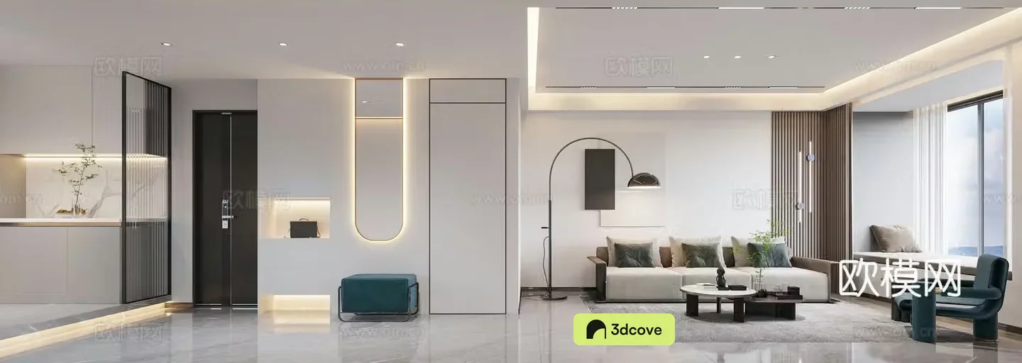 Modern living and dining room