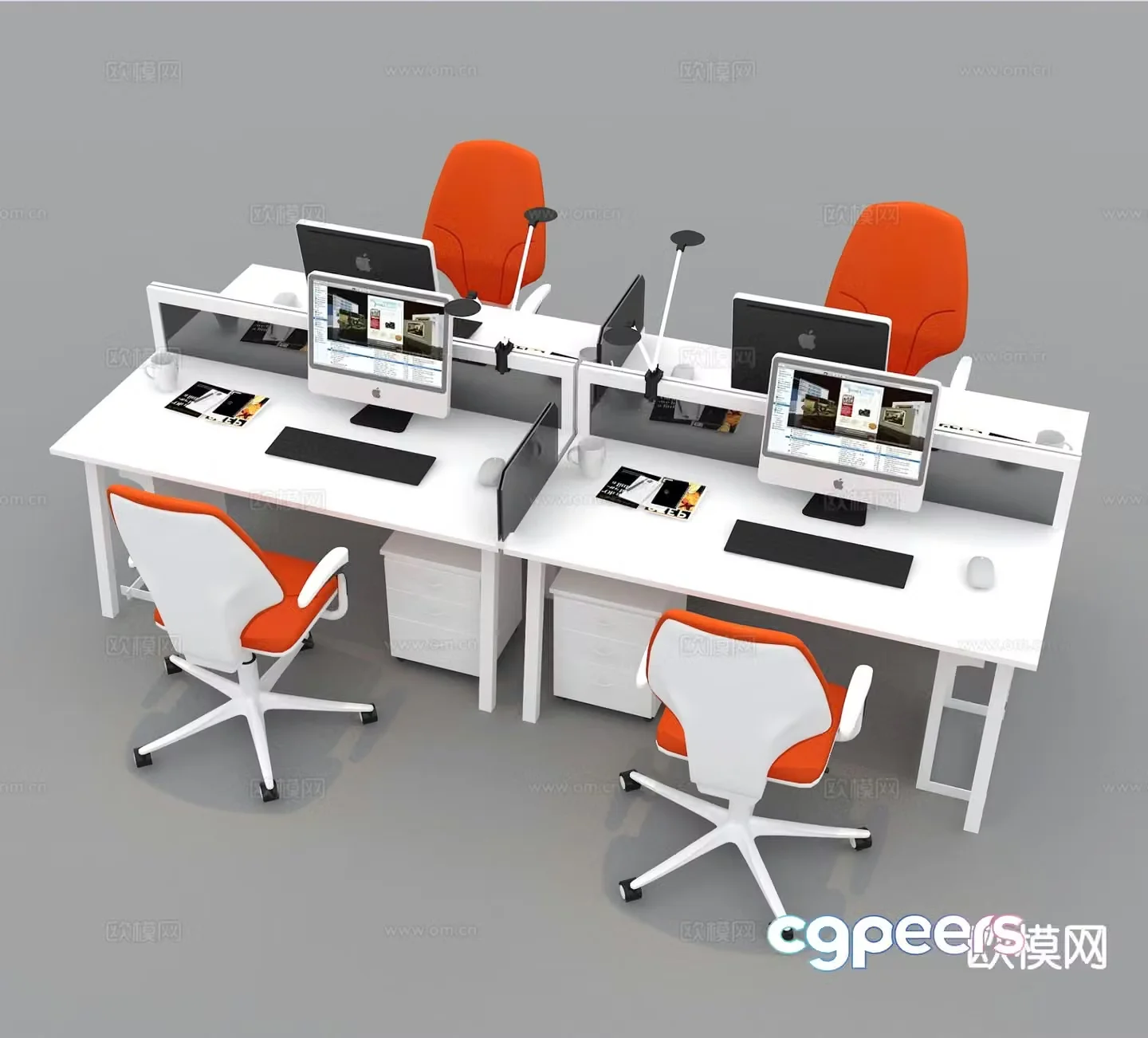 Modern office desk and chair 3d model