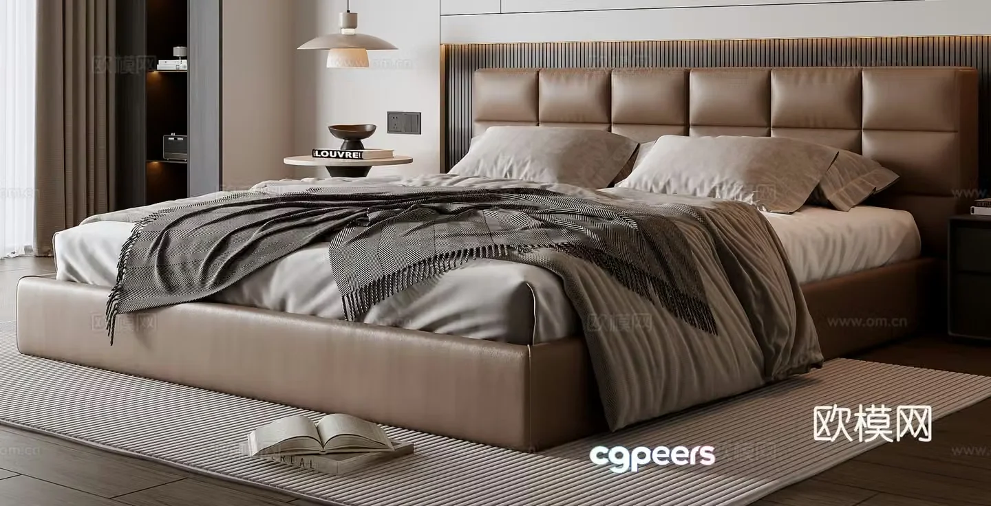 Italian double bed 3d model