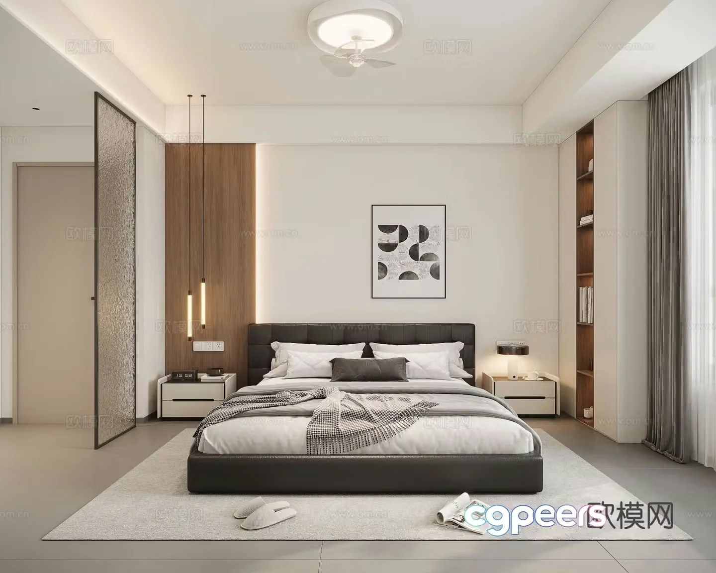 Modern minimalist bedroom second bedroom 3D model