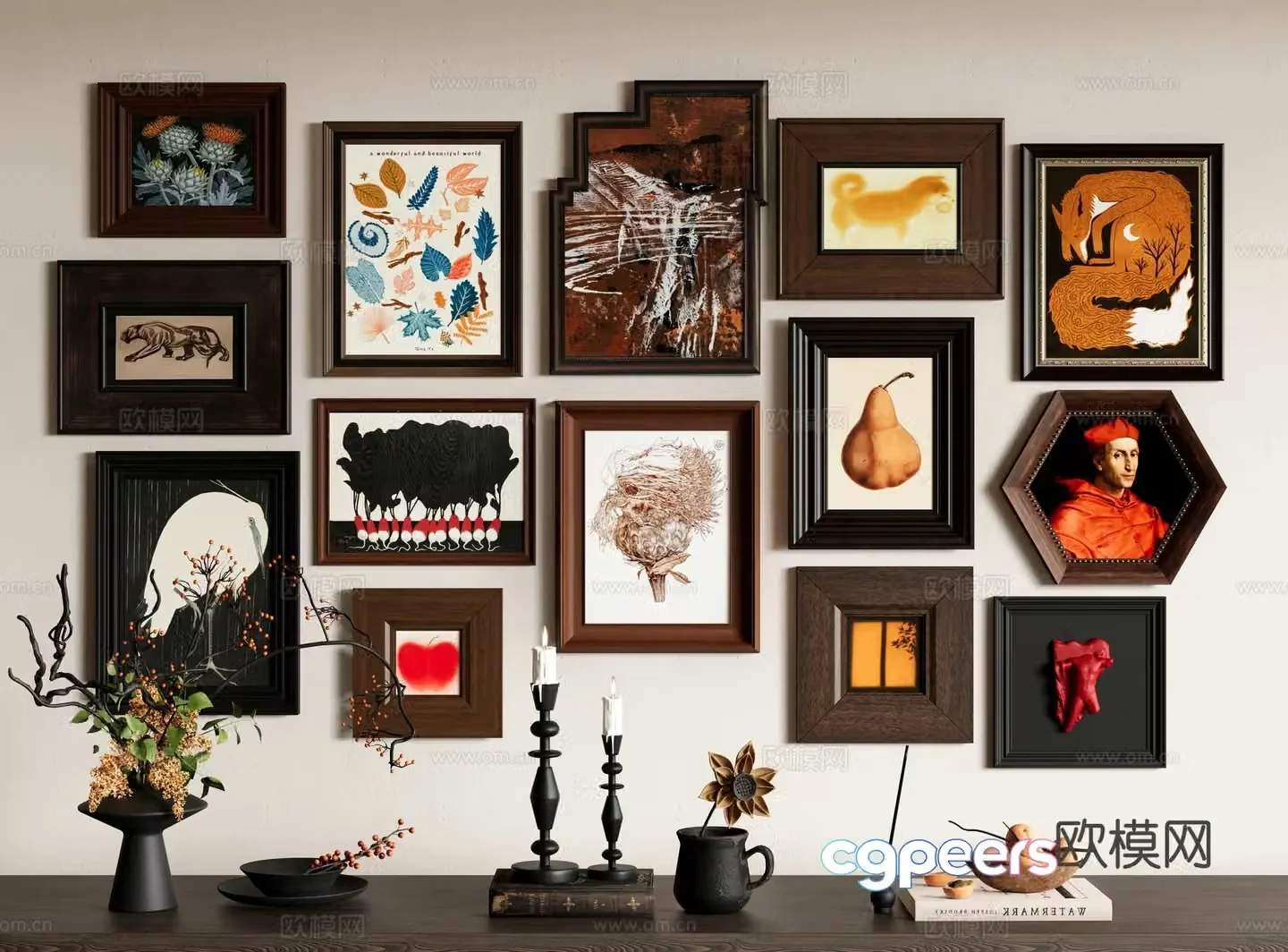 Medieval style hanging painting decorative painting photo wall 3D model