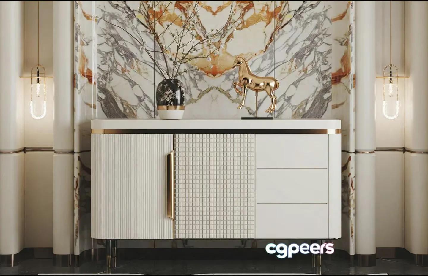 Modern Sideboard Furniture 3D Model – 2985 – VRAY Render