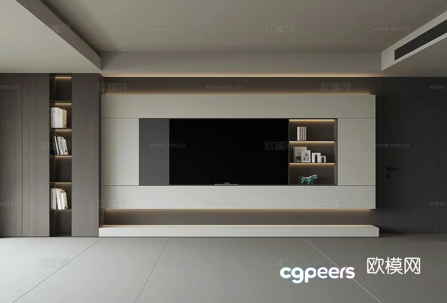 Modern TV background wall 3d model