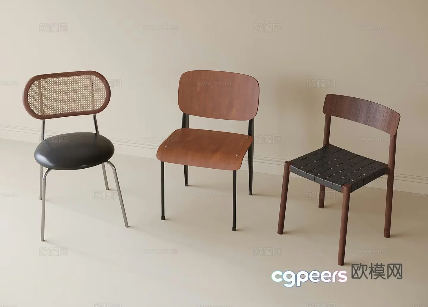 Modern dining chair single chair tea chair book chair 3d model