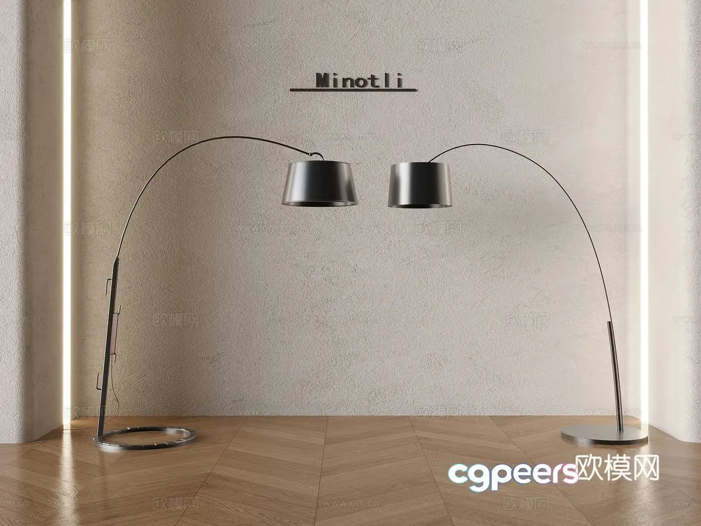 Italian art fishing lamp minimalist metal floor lamp 3d model