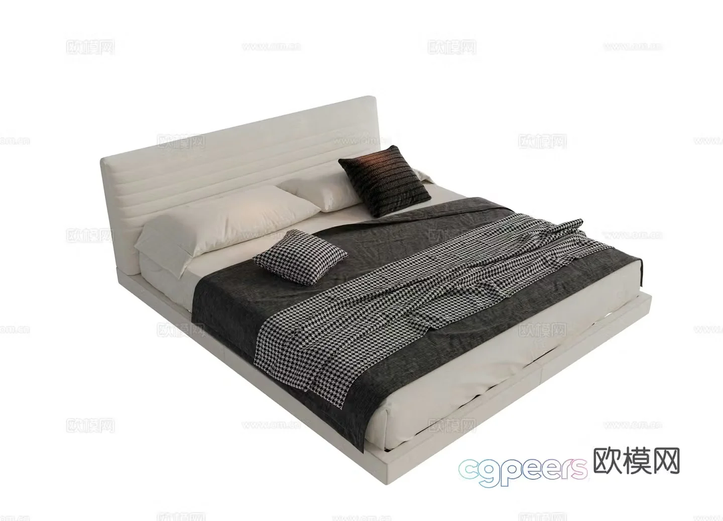 Modern fabric dual bed Main bed bedroom minimalist bed bed Minotti Modern dual bed 3D model