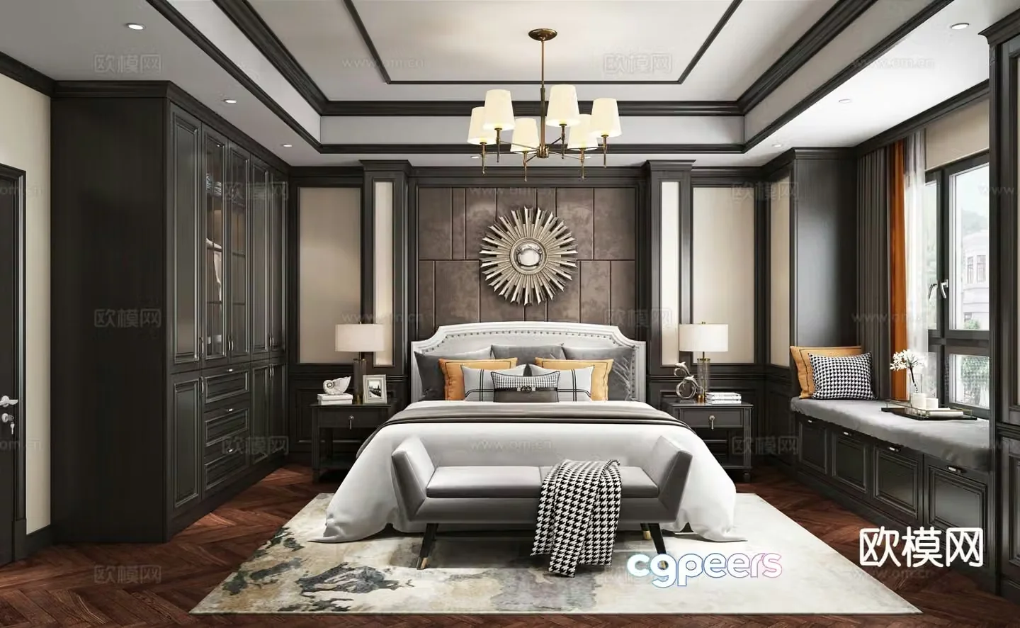American style bedroom master bedroom 3d model