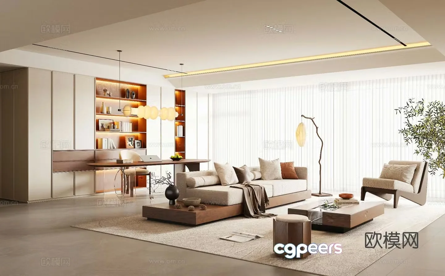 Middle-aged living room 3d model