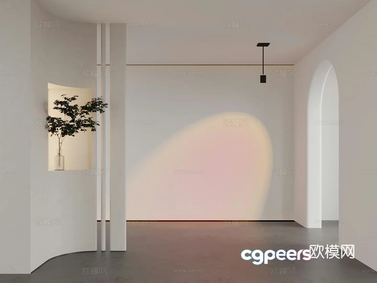 Modern entrance sunset light 3d model