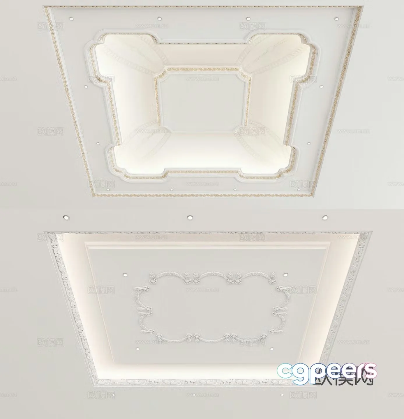 European style suspended ceiling square suspended ceiling modeling ceiling 3d model