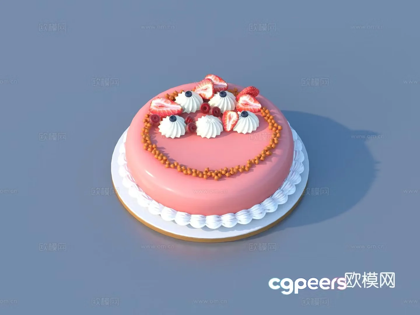 Birthday Cake Pastry Food 3D Model