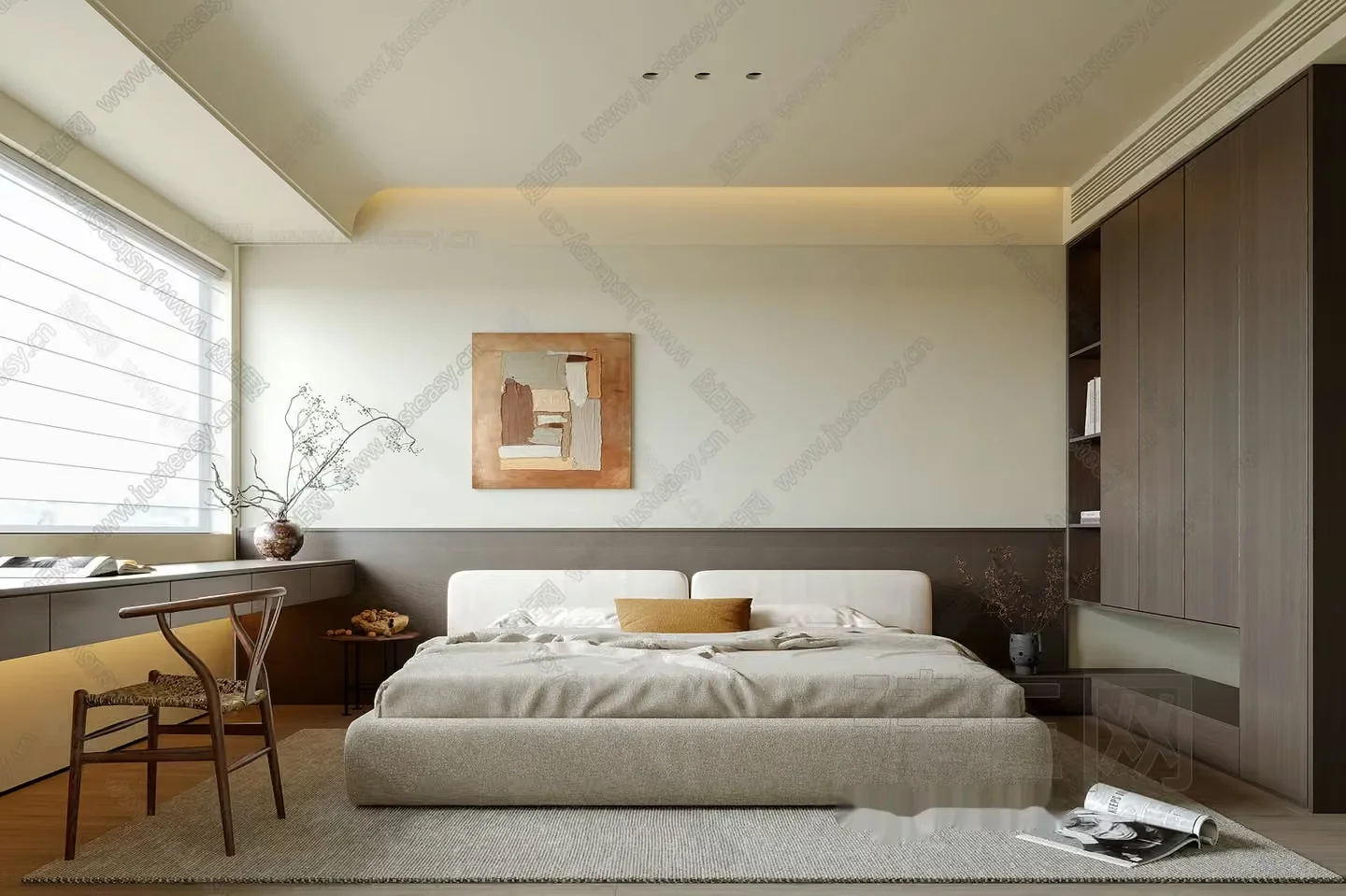 Cozy Modern Bedroom 3D Model – 4070 – VRAY Render