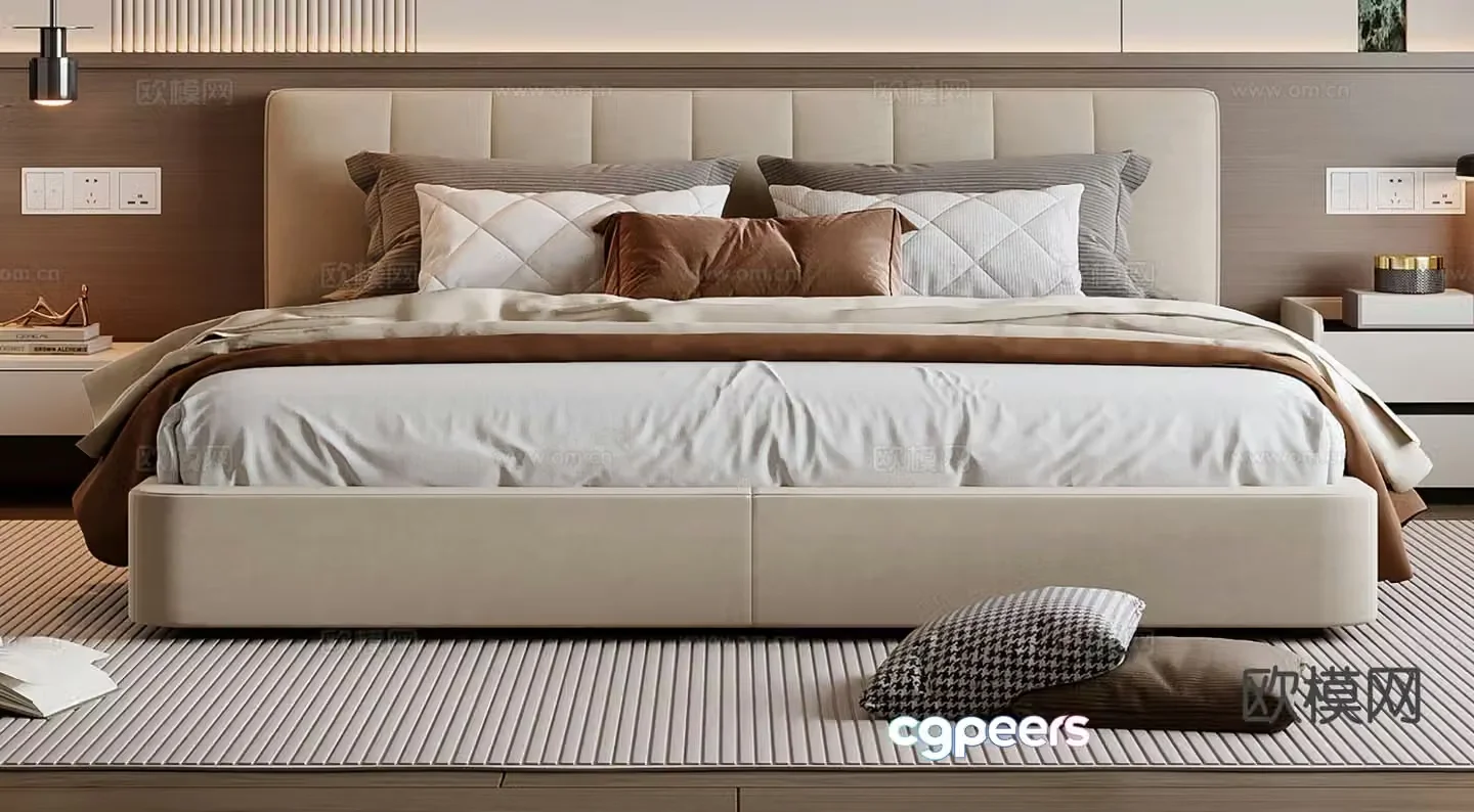 Modern double bed 3d model