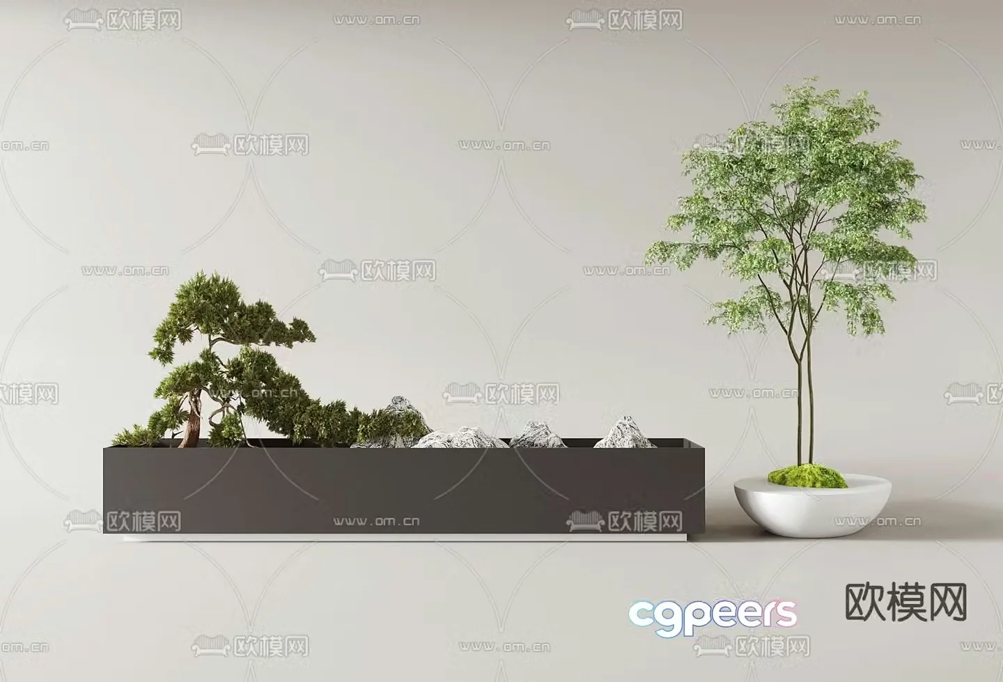 Garden landscaping tree pool plant pile 3d model
