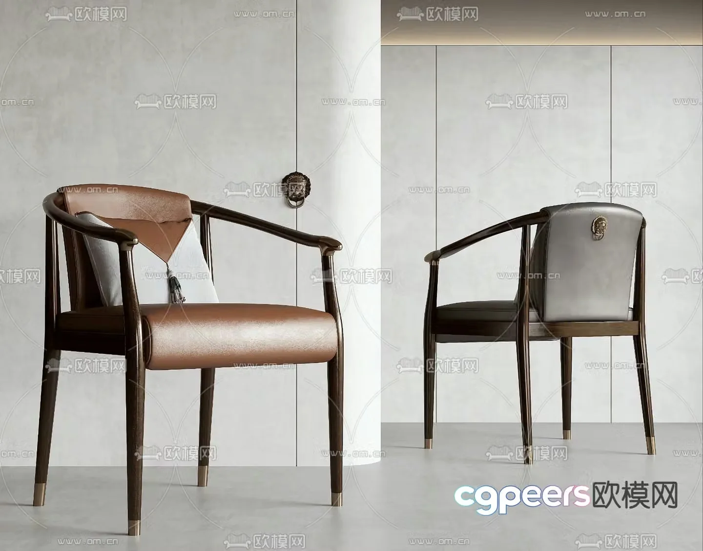 New Chinese style single chair dining chair leisure chair 3D model