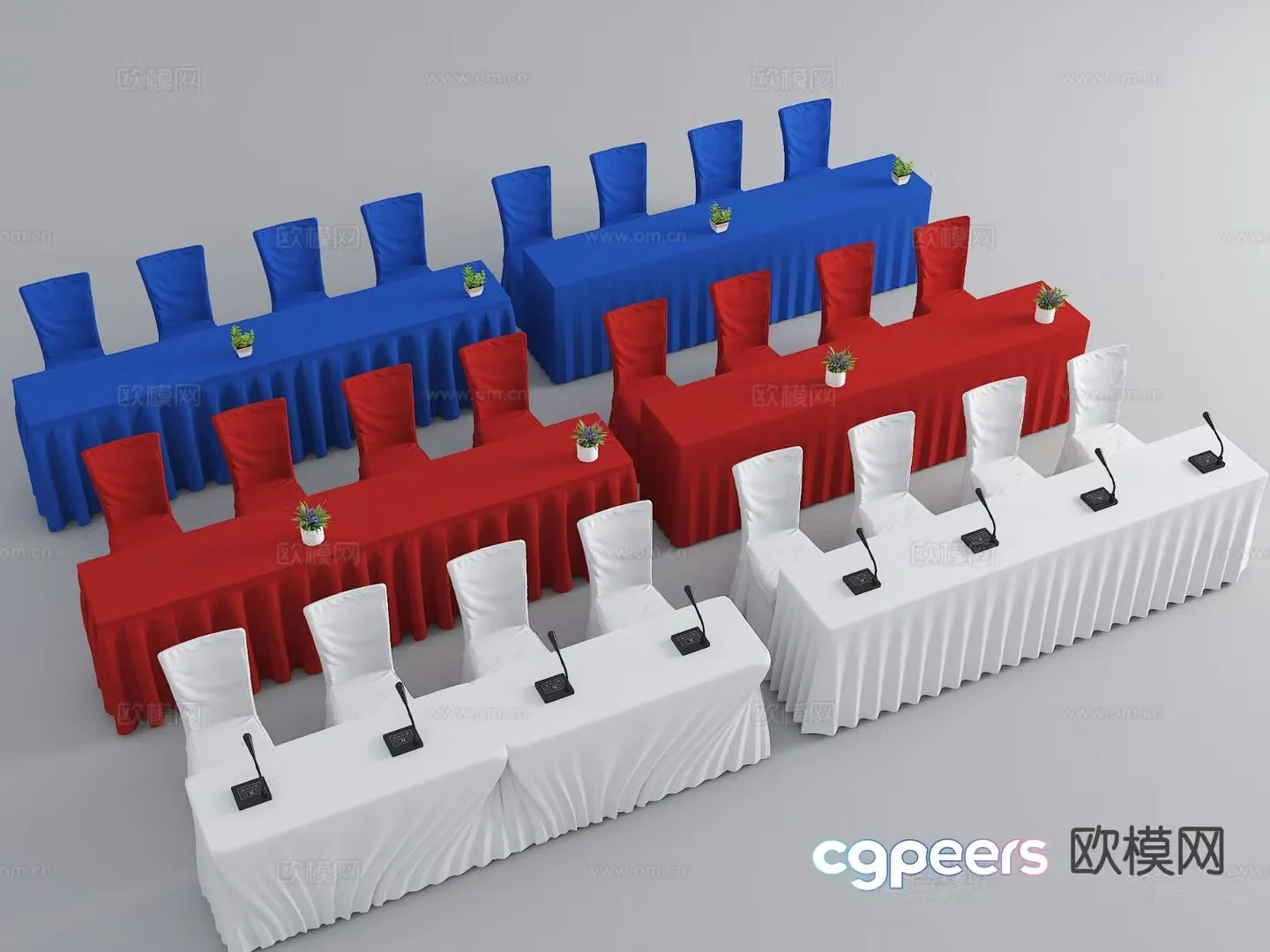 Modern VIP table coffee break table tablecloth reception table 3d model