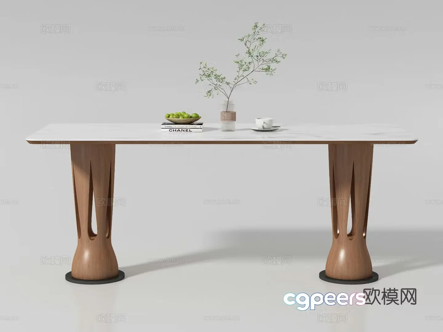 3D model of medieval style long dining table