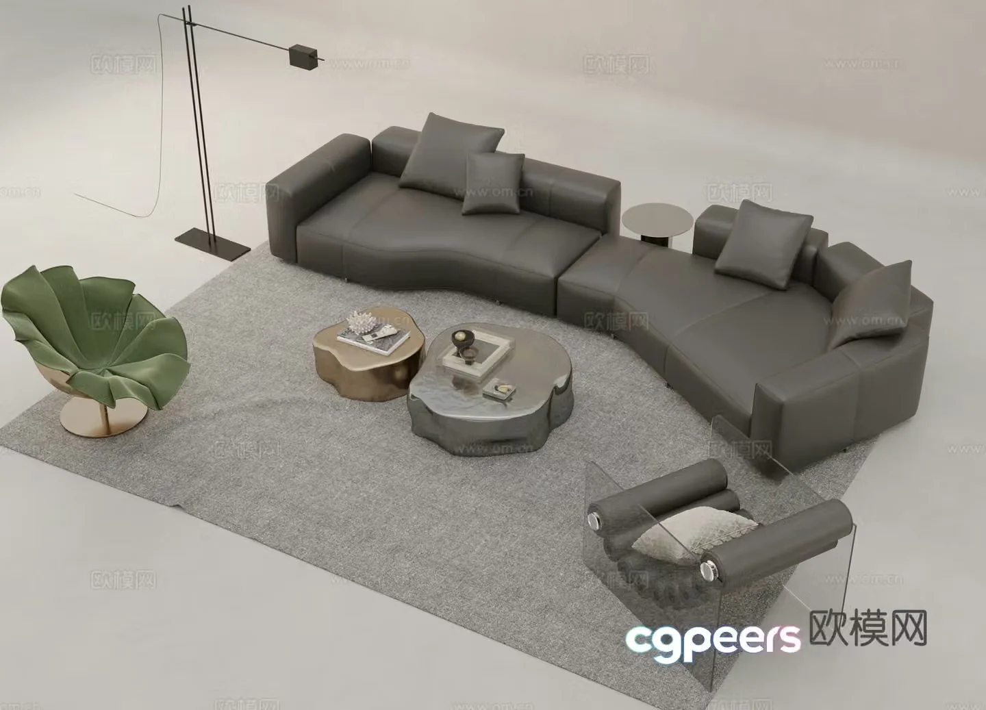 Italian sectional sofa 3d model