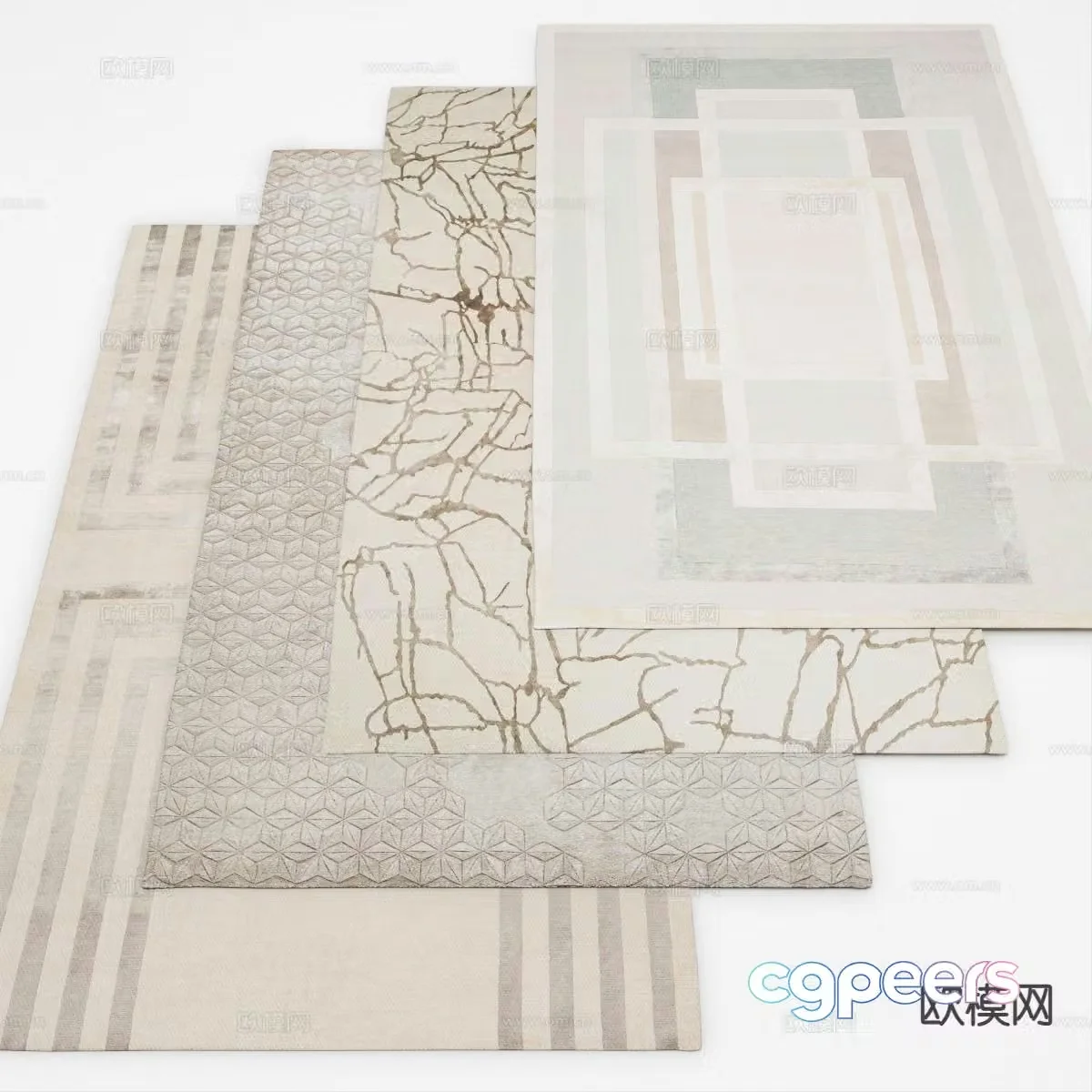 square carpet printed carpet 3d model