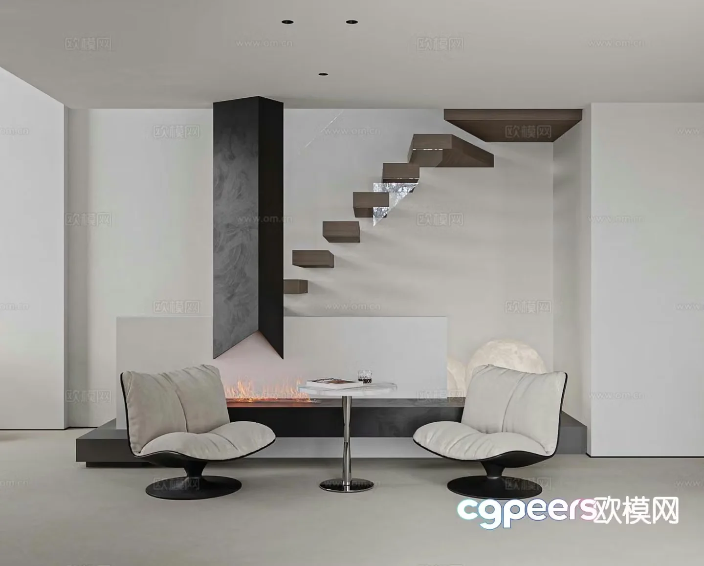 Modern living room leisure area 3d model