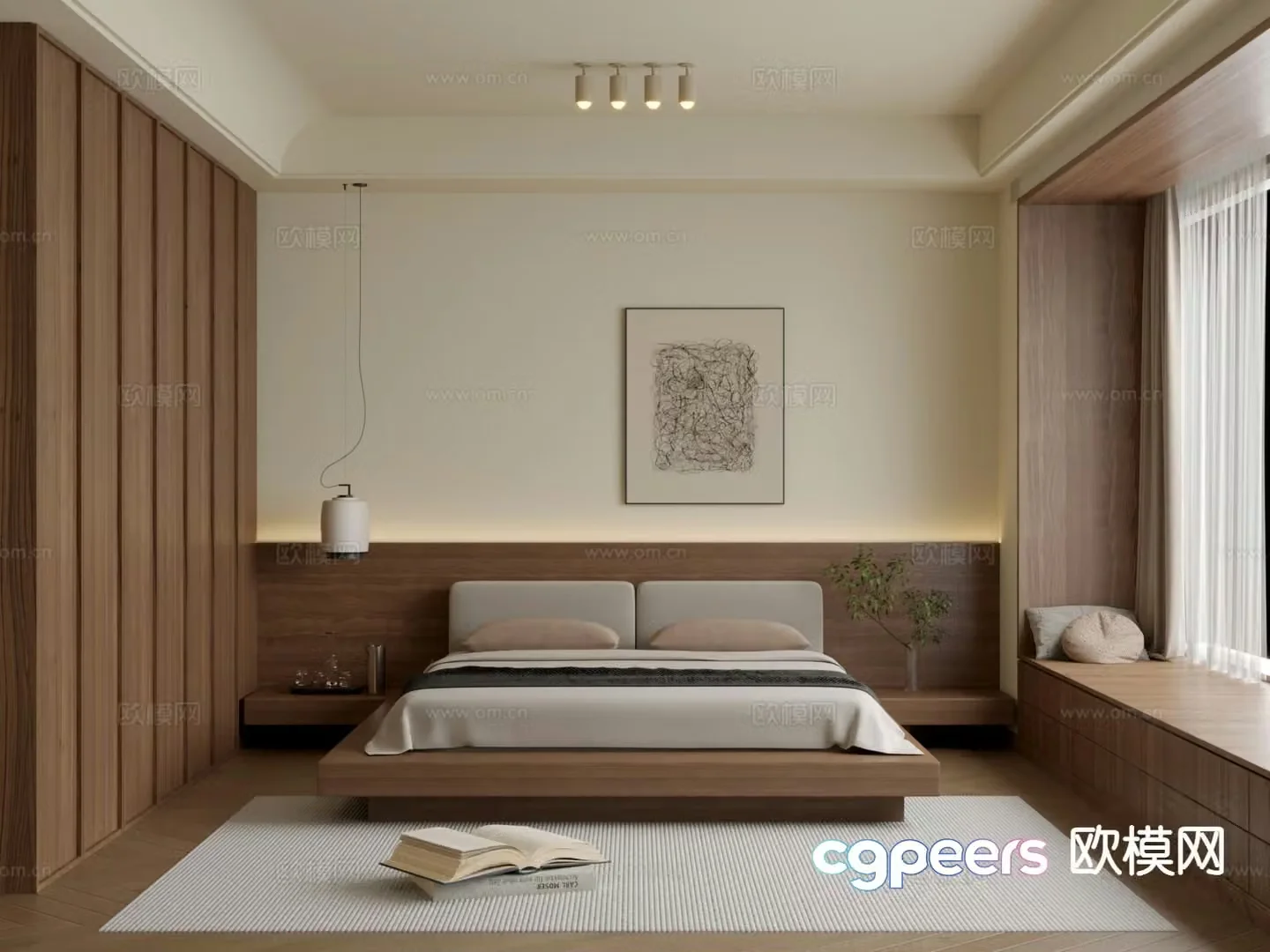 Wabi-sabi style bedroom master bedroom 3d model