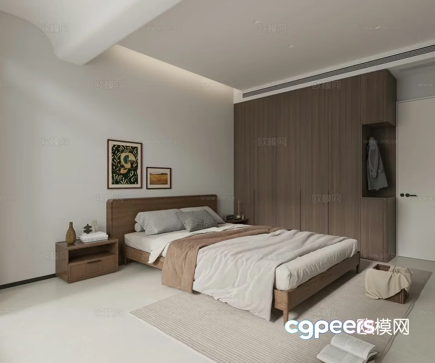 Modern minimalist bedroom second bedroom 3D model