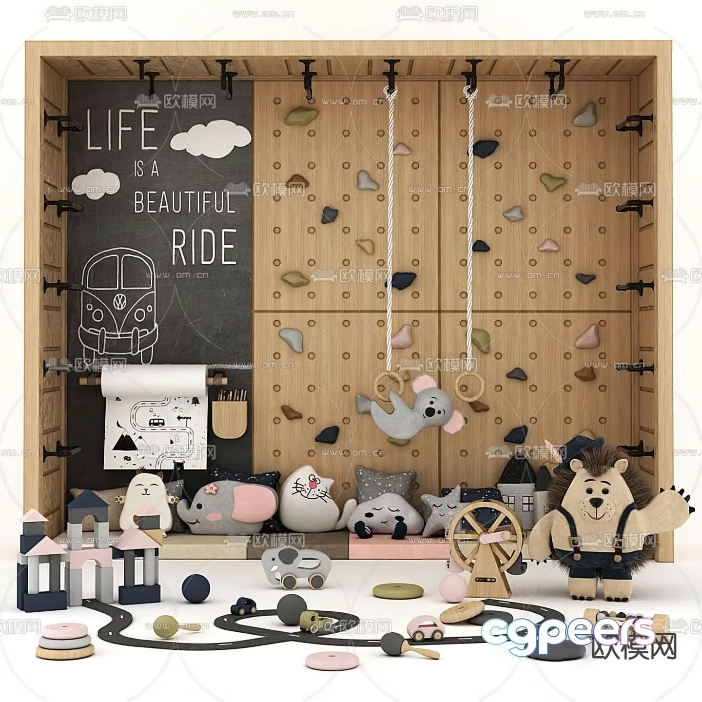 toys doll building blocks rock climbing wall 3d model
