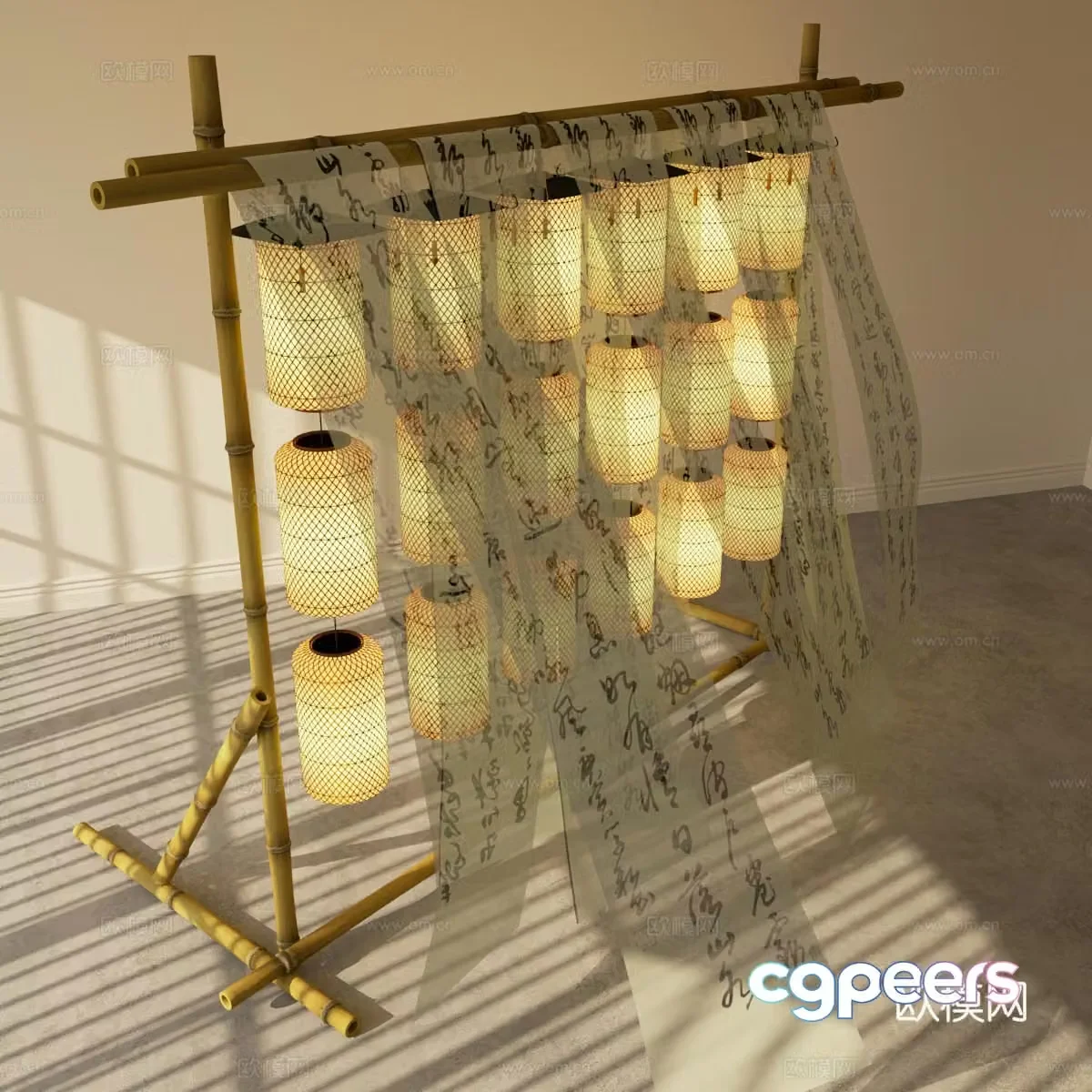 New Chinese lantern lantern outdoor light 3d model