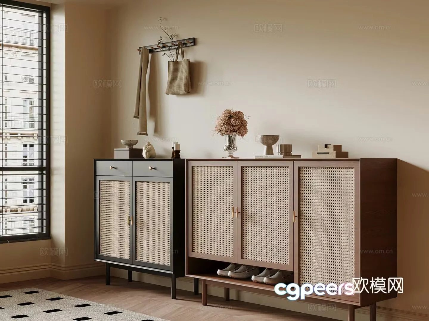 French medieval style shoe cabinet 3D model
