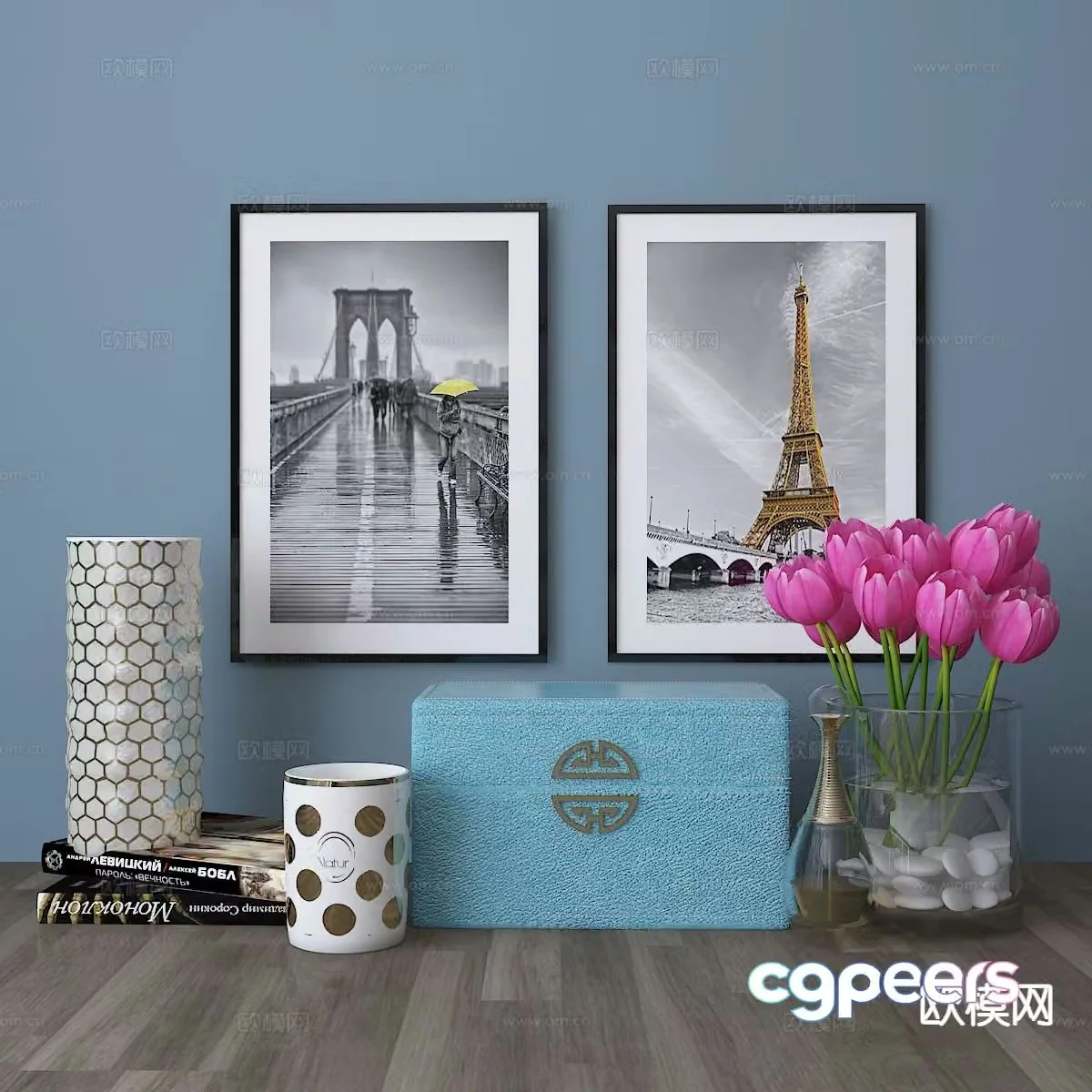Modern tableware decorations vases decorative paintings 3d model