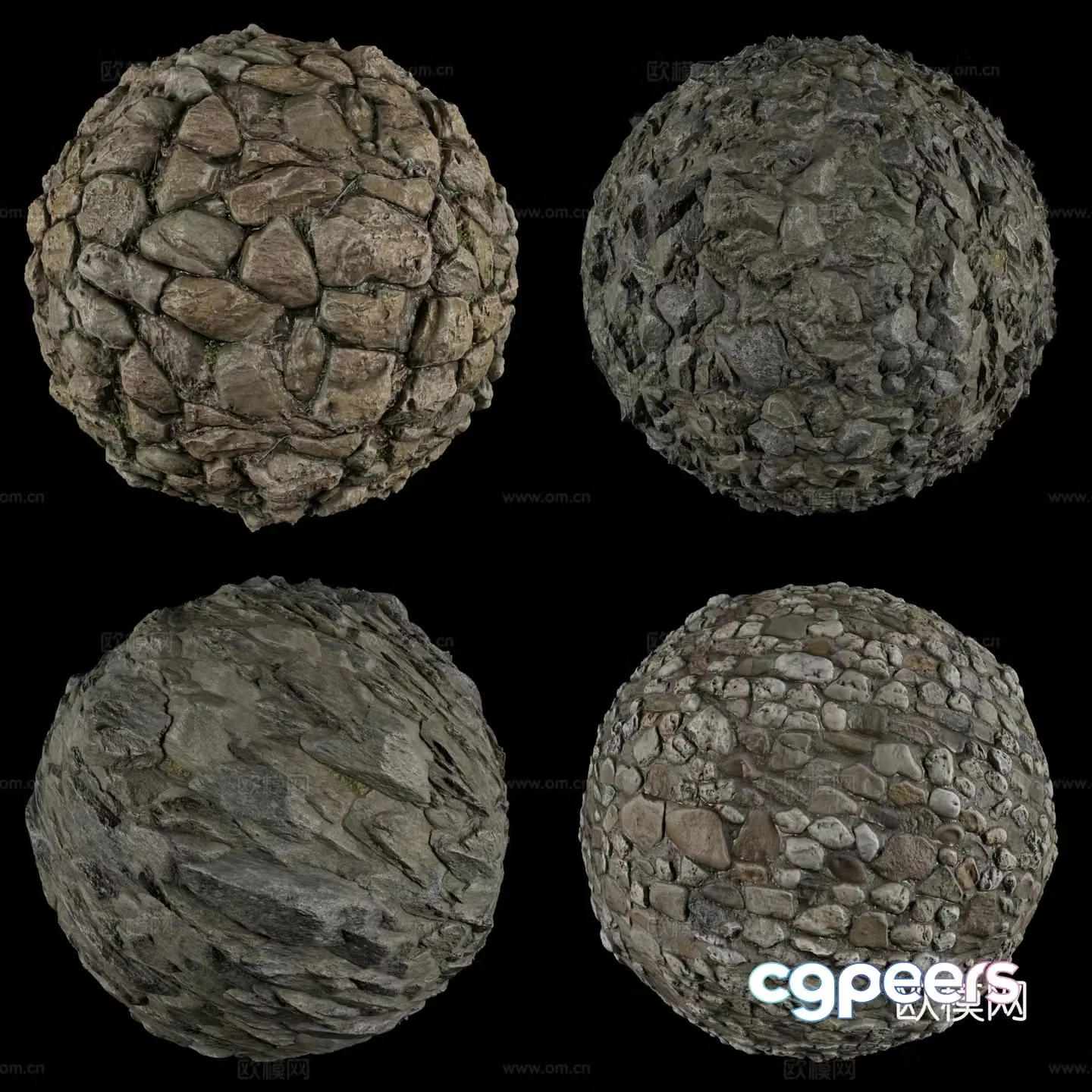 Floor tile and stone paving stone 3D model