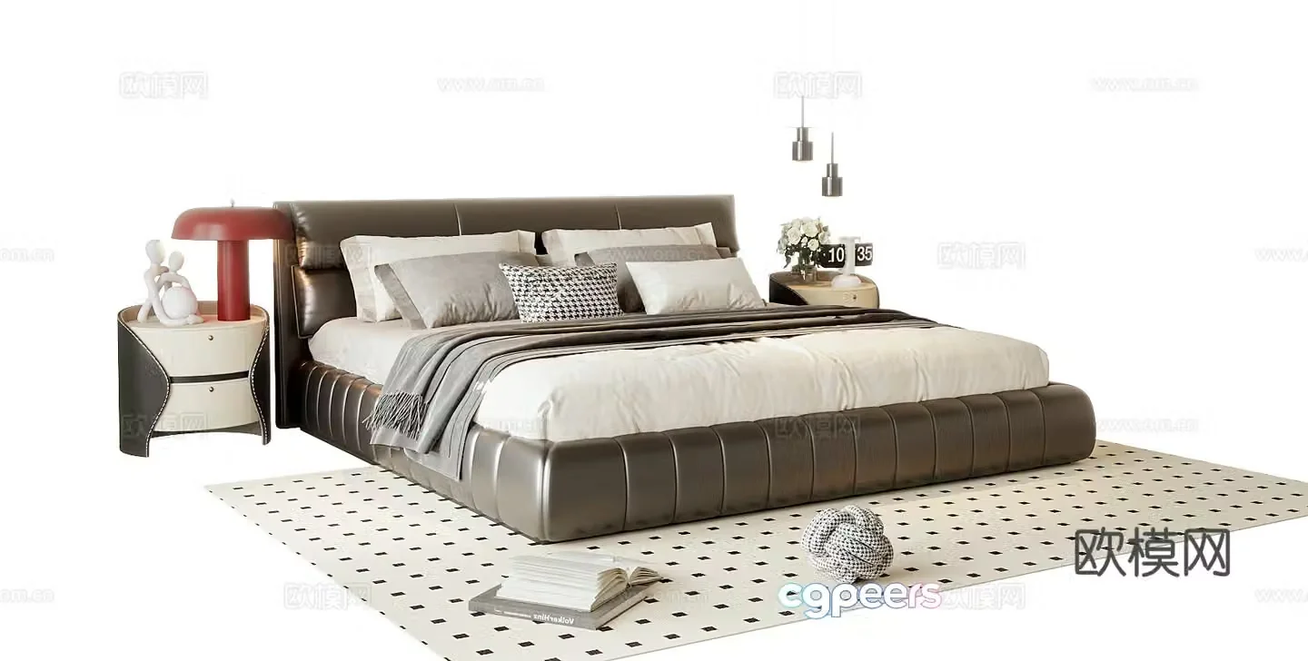 Modern double bed 3d model
