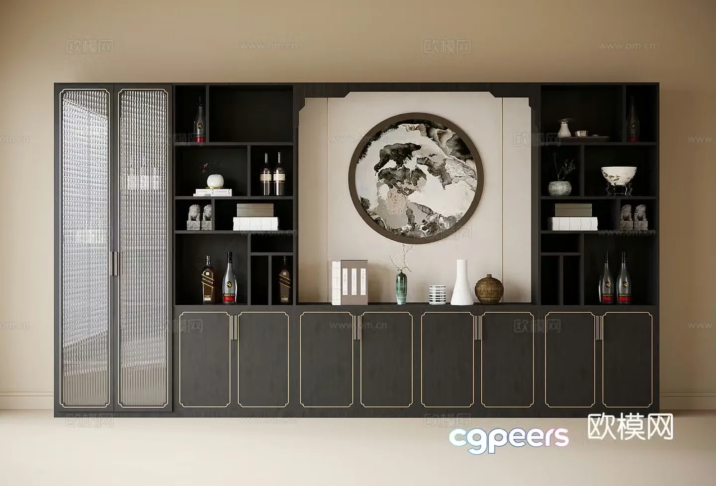 Chinese wine cabinet sideboard 3D model