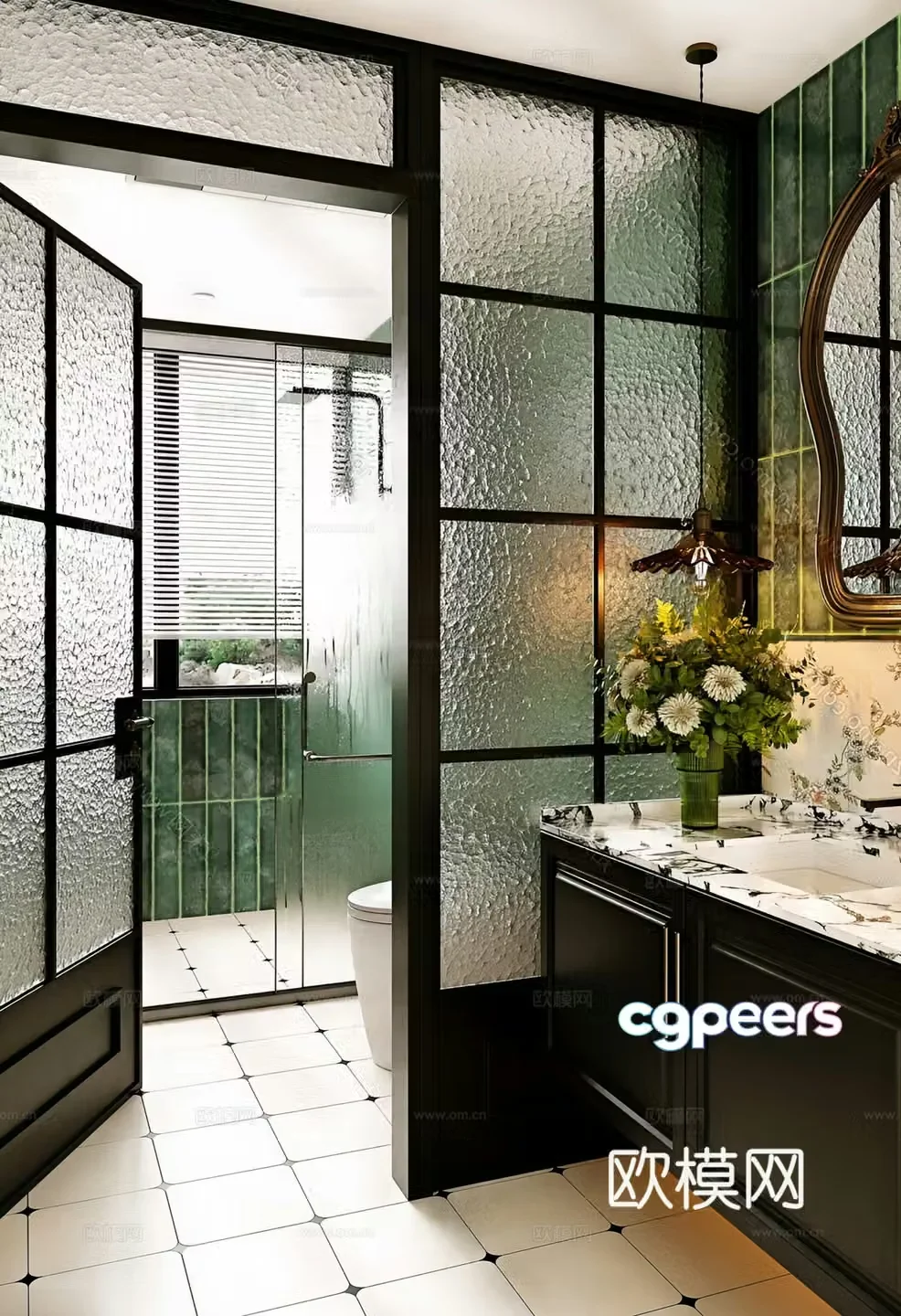 American retro bathroom 3d model