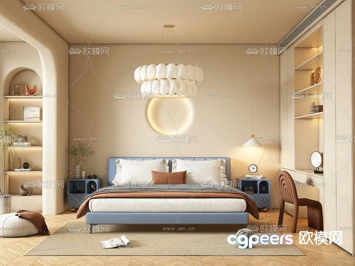 Creamy Bedroom Second Bedroom Boy Room 3D Model