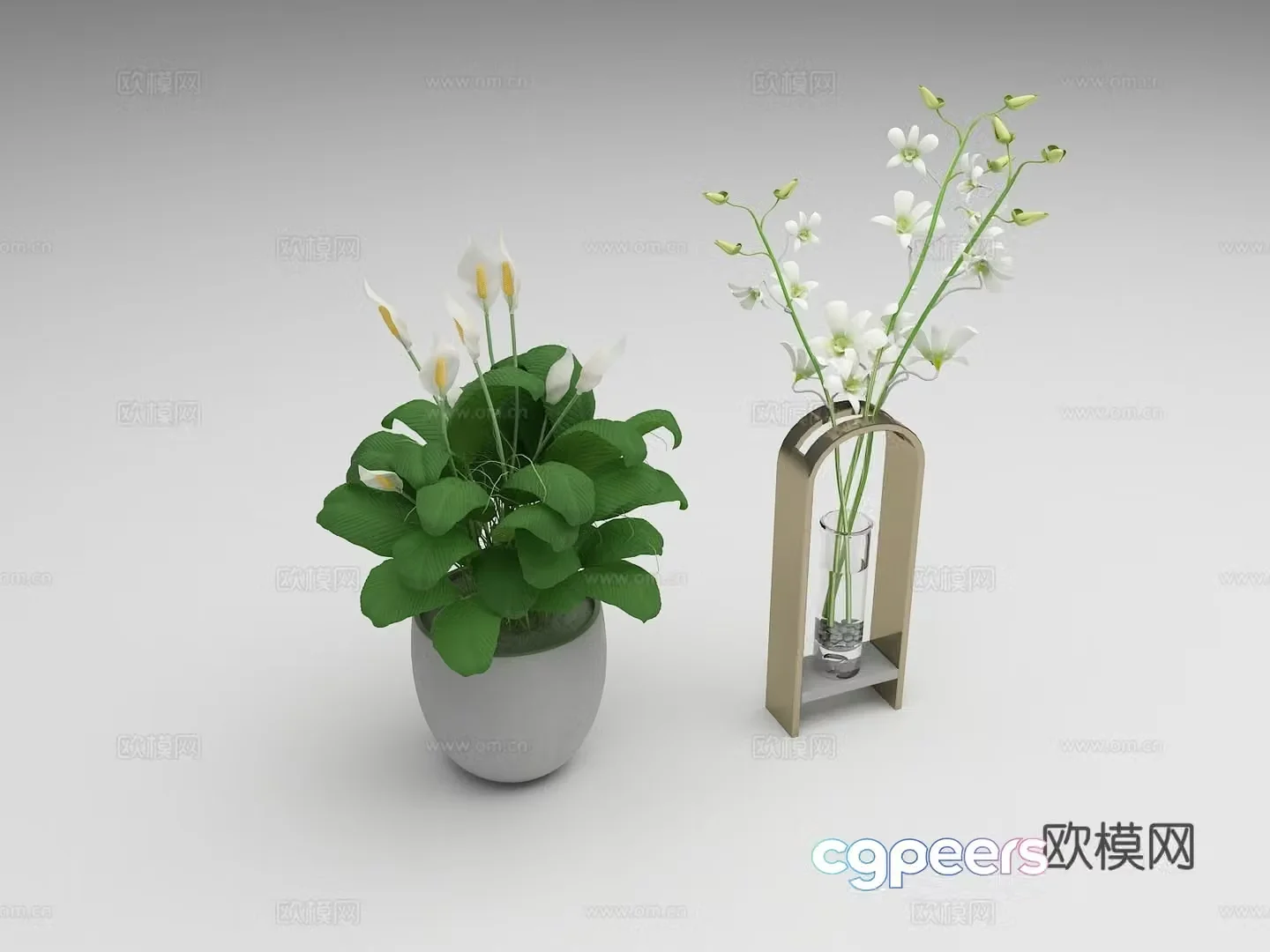 Vase Potted Plants Ornaments Flower Art Bonsai 3D Model